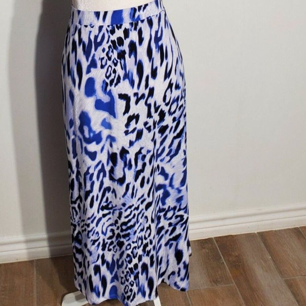 CHICO'S EASYWEAR FLARE SKIRT BLUE ELASTIC WAIST STRETCH POLY/SPANDEX SIZE 2(M)